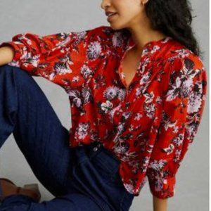 Maeve by Anthropologie Femme Button Down - Red Motif - SIZE 2X